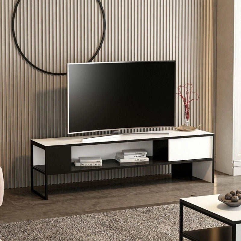 Porta tv bianco e nero Concord 150x35xh.42 cm.