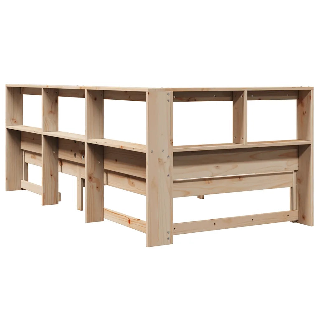 Letto Libreria senza Materasso-Struttura Letto con contenitore 90x190 cm Legno Massello Pino 236554