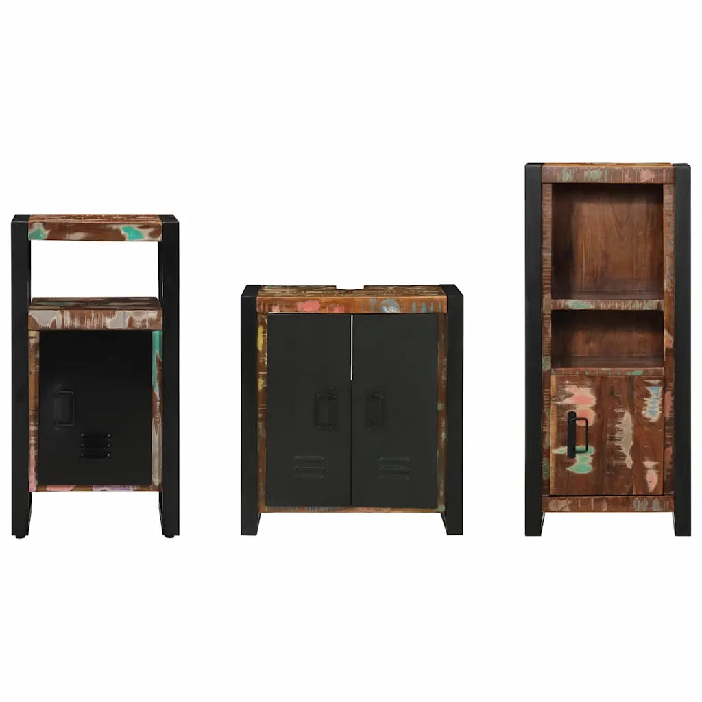 Set di mobili per il bagno 3 pcs Legno Recuperato Massello