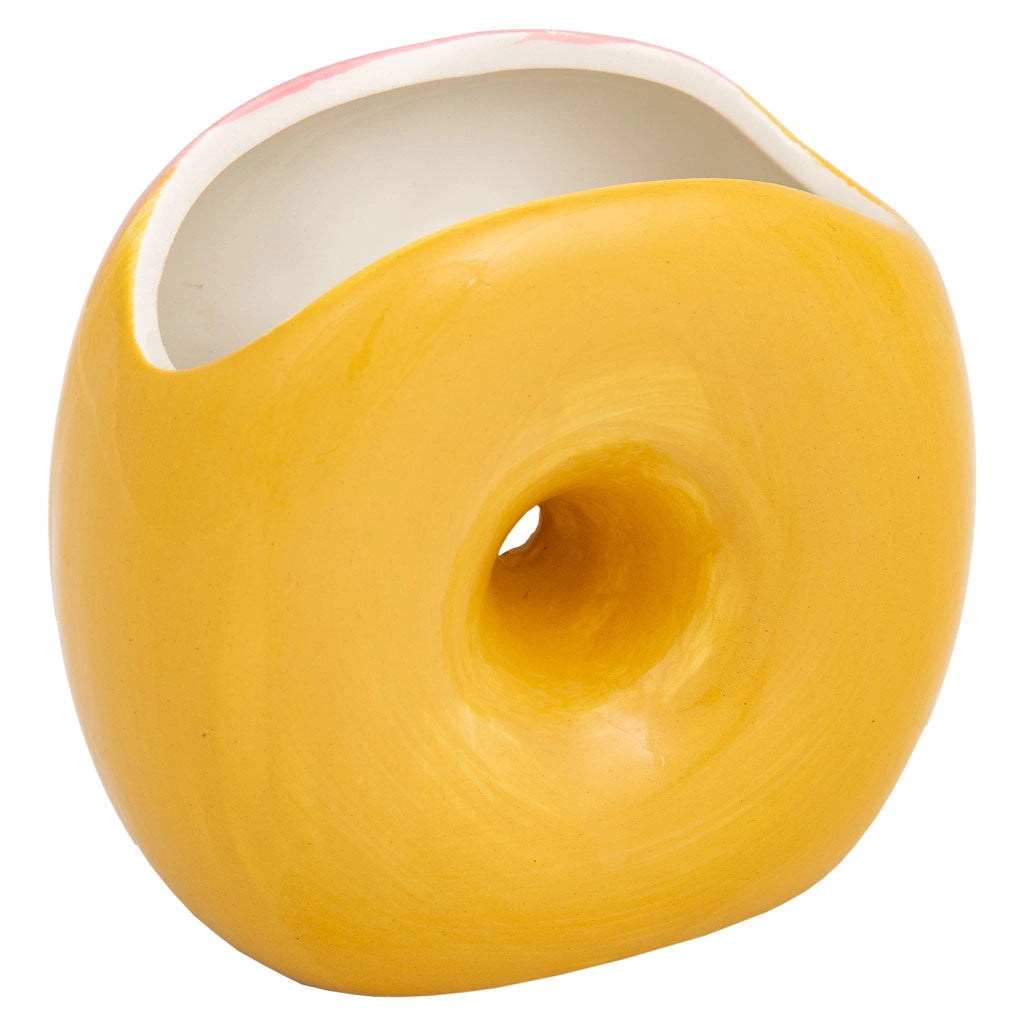 Portapenne a ciambella in ceramica rosa 11x6,5x11h