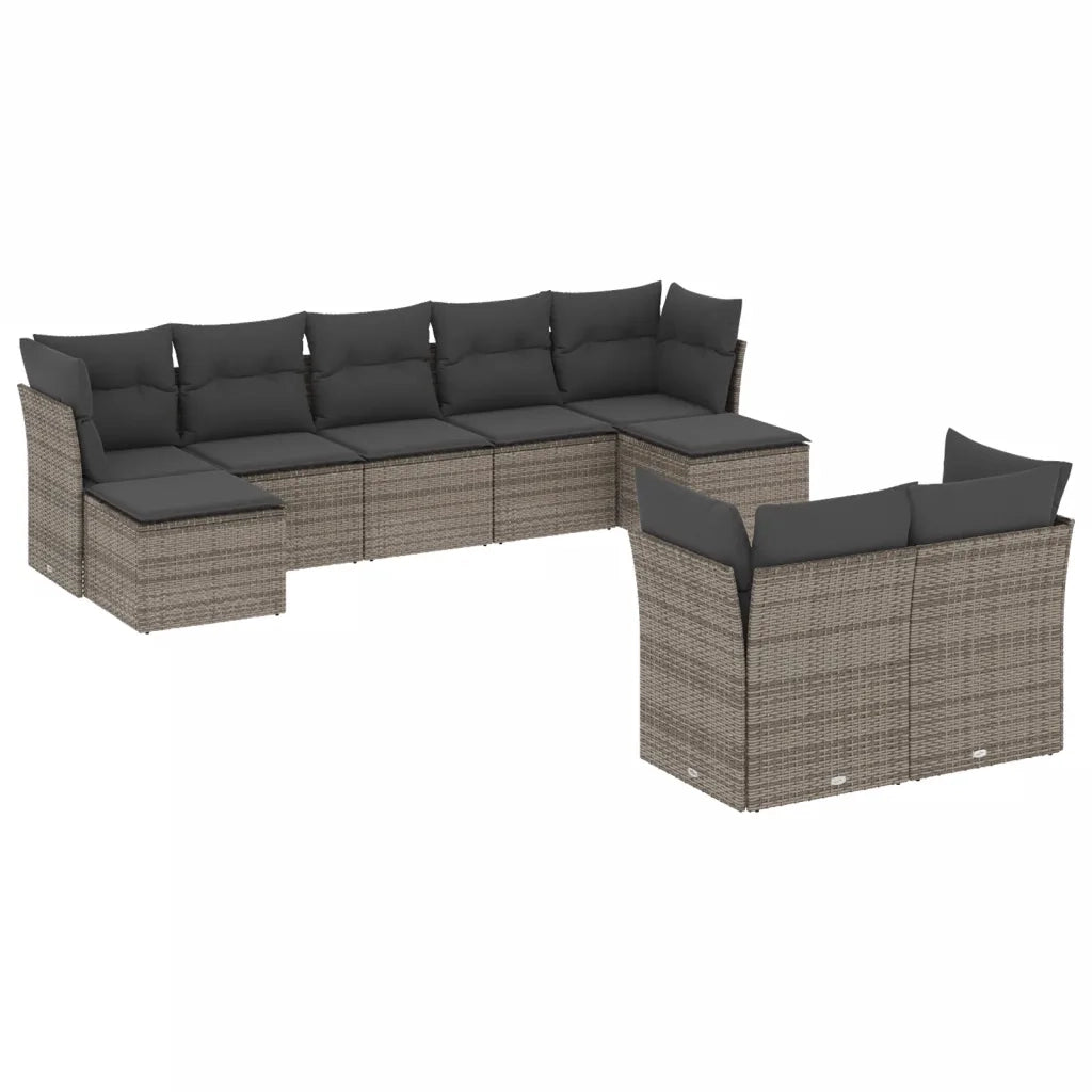 Set Divano da Giardino 9 pz con Cuscini Grigio in Polyrattancod mxl 88644