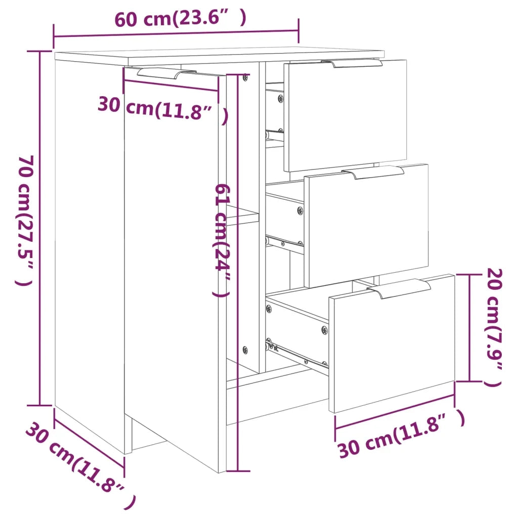 Credenza-Buffet-Armadio da cucina Grigio Sonoma 60x30x70 cm in Legno tecnico 200357