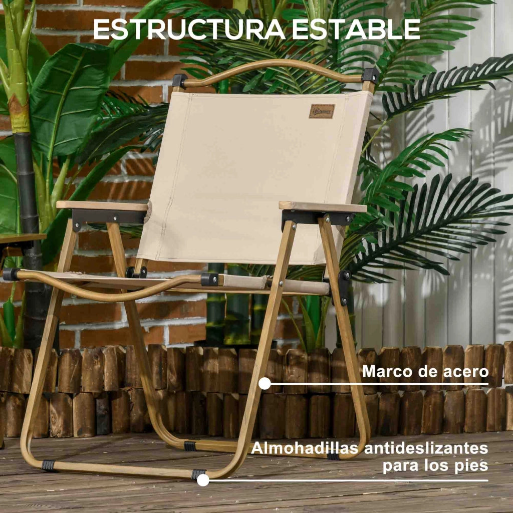 Set 2 Sedie Pieghevoli da Giardino con Braccioli ¨C Xylo ¨C Tessuto Oxford e Acciaio 54x59x78 cm Beige