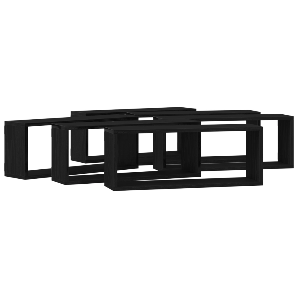 Mensole a muro 6 pezzi Nero Rovere 60x15x23 cm Legno ingegnerizzato