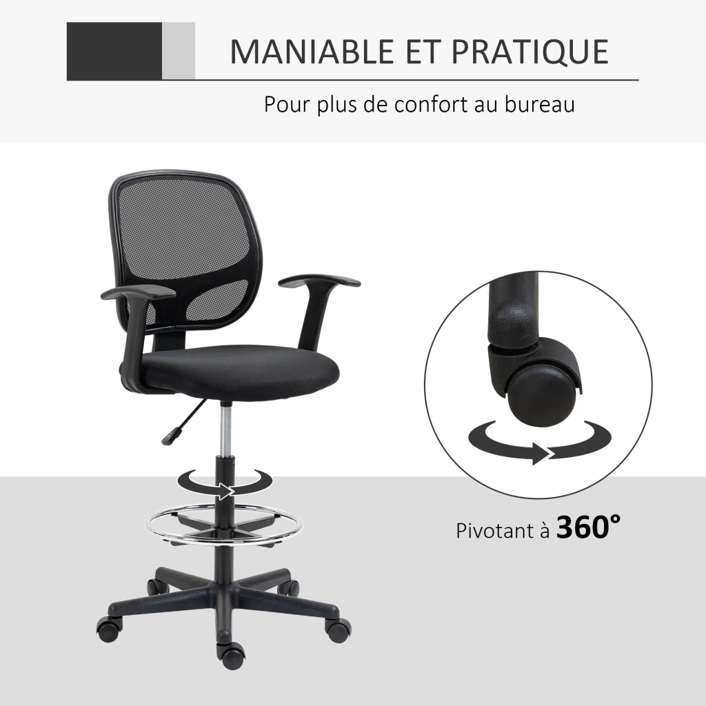 Sedia da ufficio ergonomica ¨C zephmum ¨C nero, rete, regolabile, 60x56x110-132cm