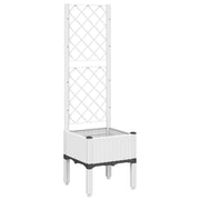 Fioriera rialzata per piante fiori terrazza giardino con traliccio 40 x 40 x 142 cm PP bianco 02_0038290