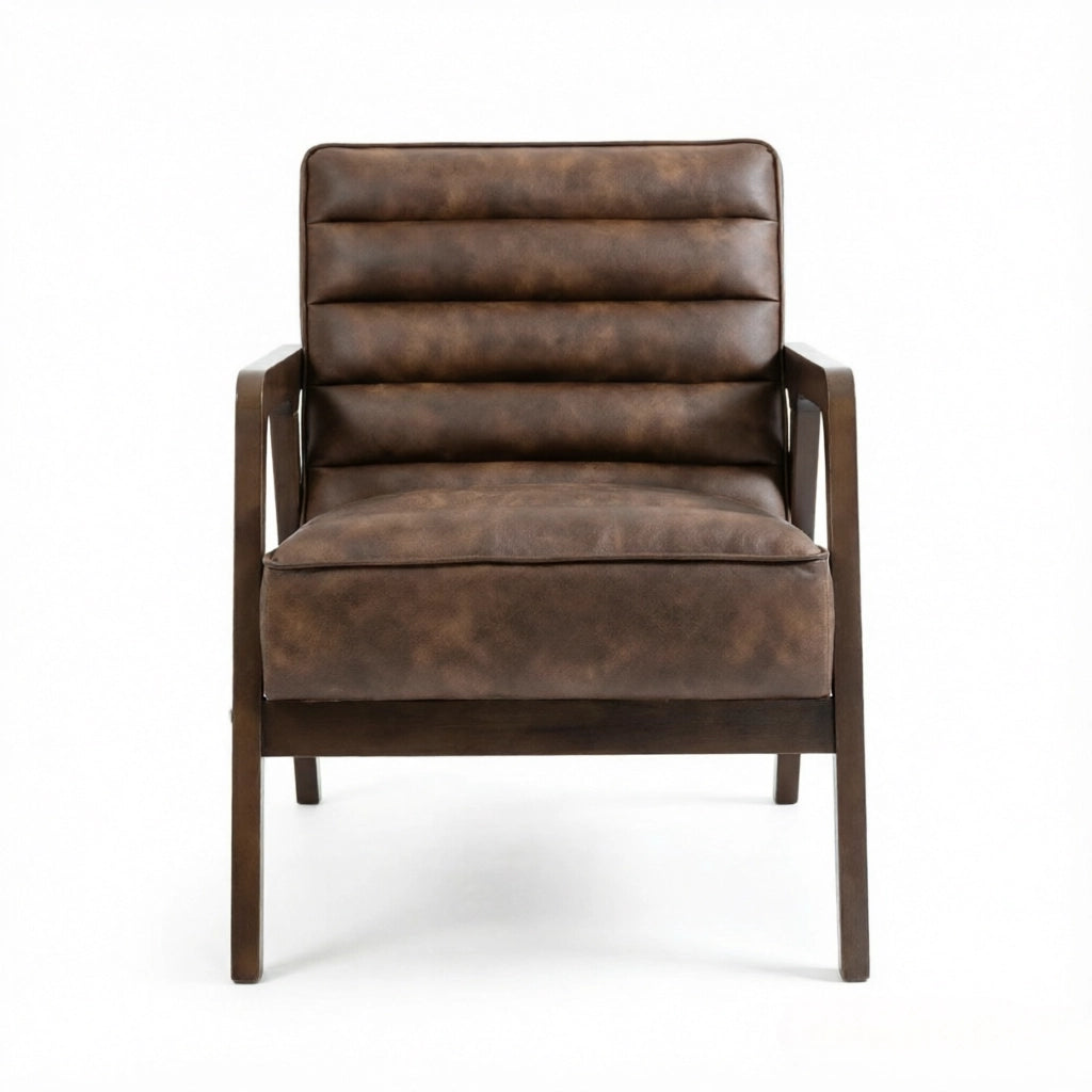 POLTRONA da salotto in PU e legno 64 x 86 x 79 cm marrone antico