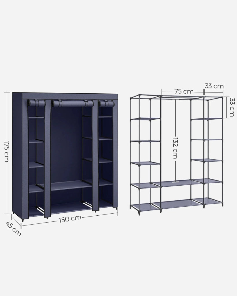 Armadio/guardaroba XXL in tessuto non tessuto 175 x 150 x 45 cm blu 12_0004013