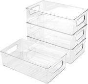 Organizzatore per Frigorifero 4 Pezzi - Scatola Opaca a Stacking - 25,5 x 15,1 x 7,6 cm - Maniglia - Ordine e Ordinato