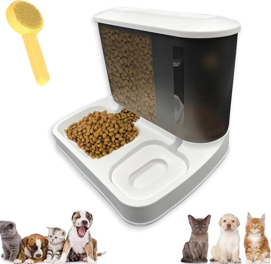 Dispensatore Automatico per Cani e Gatti - Ideale per Cani Piccoli e Medi, Cuccioli - Dispensatore di Gravità 2 in 1 con 1L Acqua e 3L Cibo