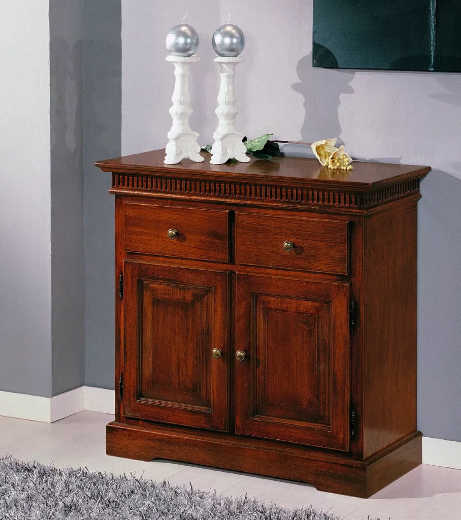 Madia credenza arte povera 2 porte in legno tinta noce l.90 p.38 h.85 - Mobili 2G