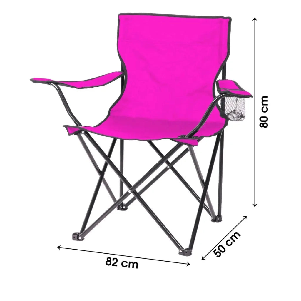 Sedia pieghevole da campeggio in tessuto fucsia – 82 x 50 x 80 cm
