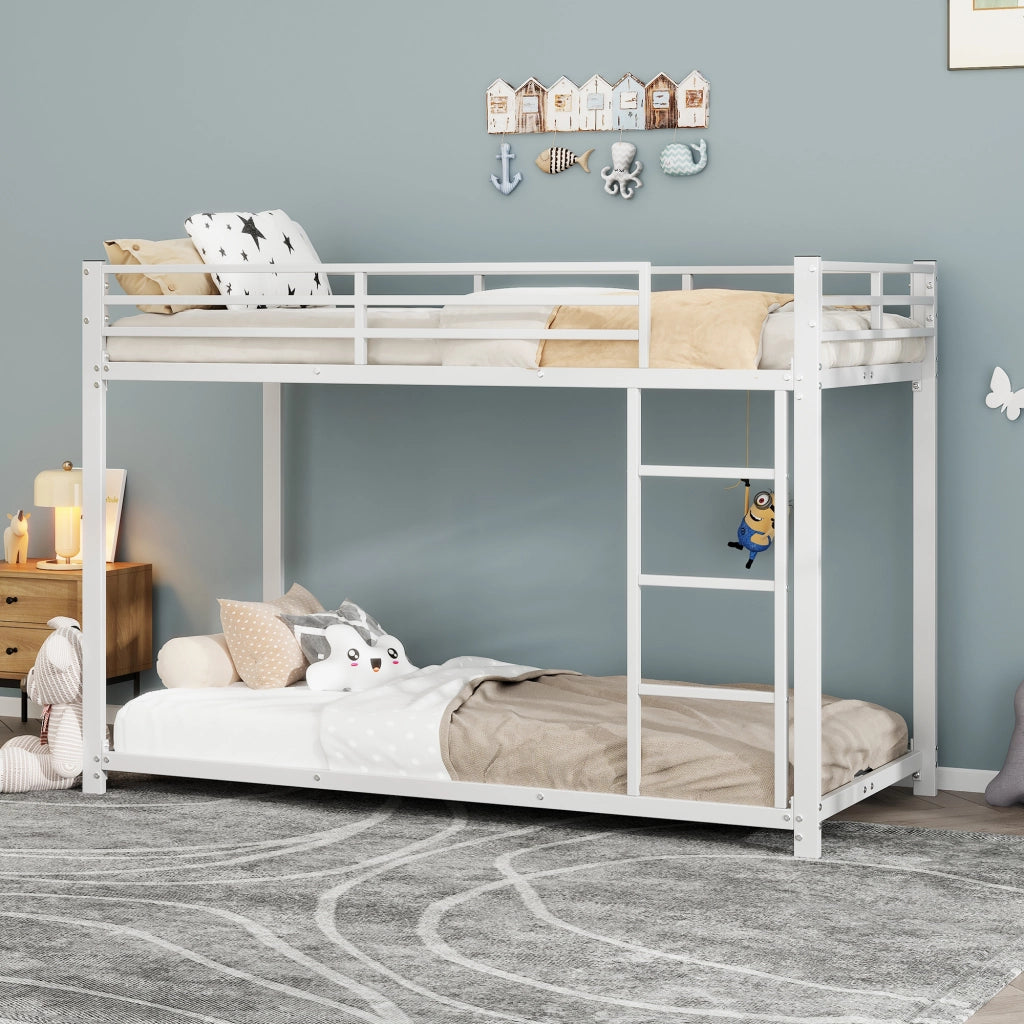 LETTO A CASTELLO 90x200 cm in metallo bianco, struttura compatta