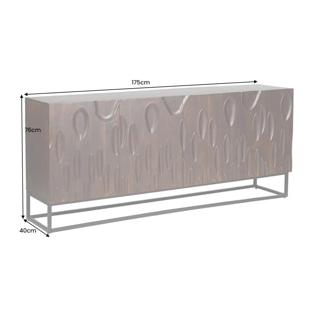 Buffet 175 cm 4 porte legno massiccio di acacia noce scuro – Collezione ORIGIN