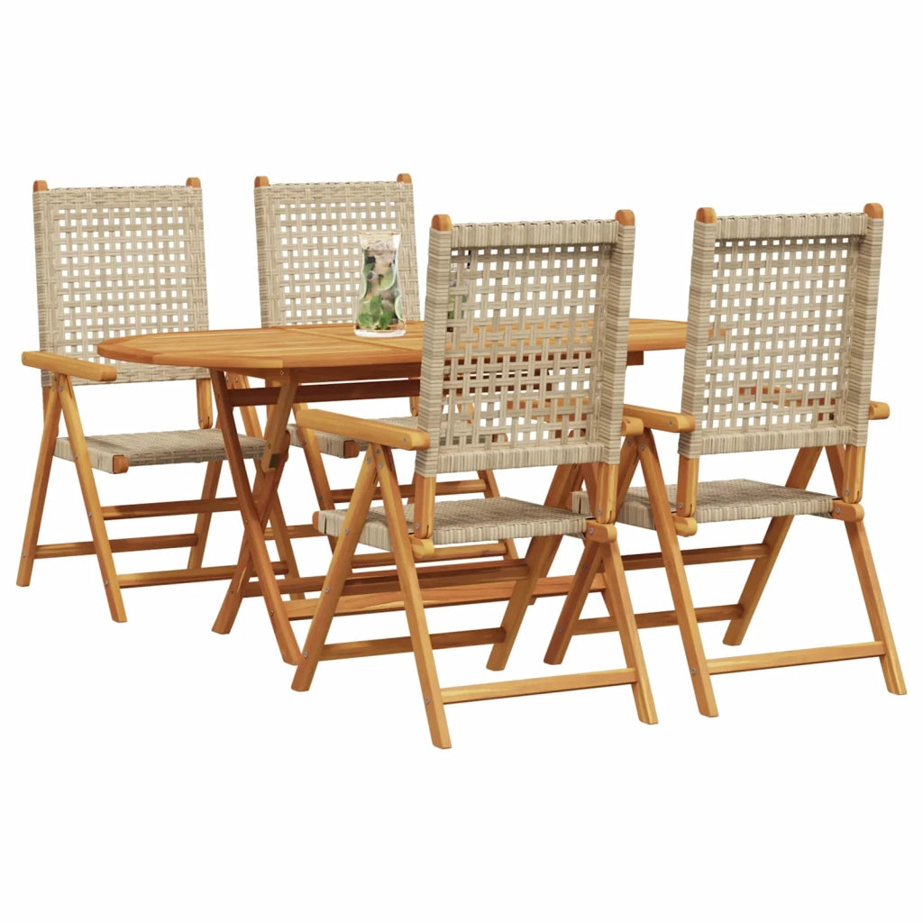 Set da Pranzo per Giardino 5 pcs Beige Legno di Acacia Massello 3375734