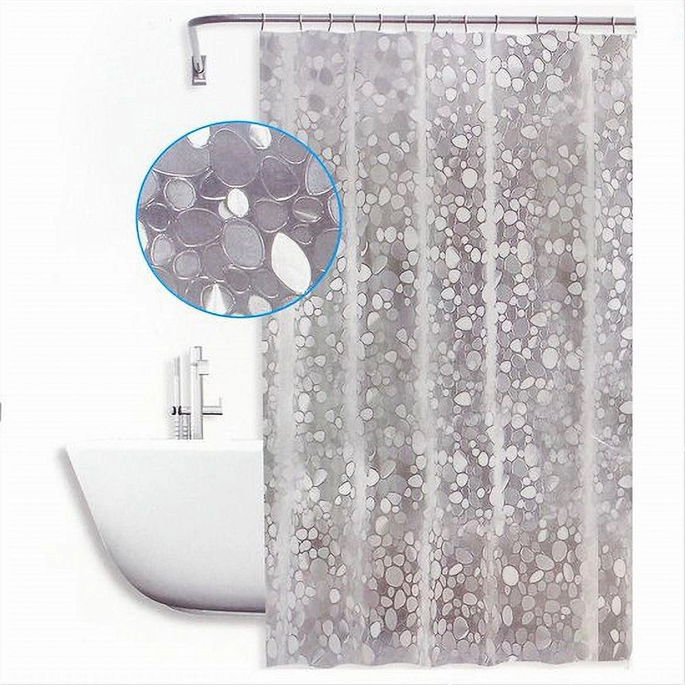 Trade Shop - Tenda Doccia Vasca Antimuffa Impermeabile Bianca Con Sassolini 240 X 200cm 59526 -