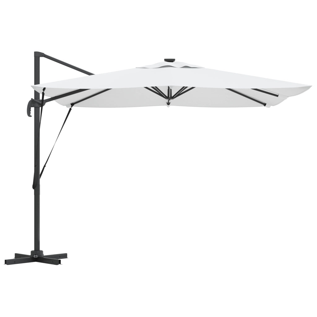 Ombrello a Sbalzo Roma con LED Sabbia 286x285x270 cm Alluminio