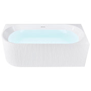 Vasca da bagno angolare sinistra in acrilico bianco opaco 170 x 80 cm Finitura scanalata Bagno in stile moderno