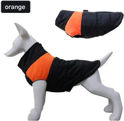 Giubbotto di cotone con blocchi di colore, arancione e nero, XL (circonferenza toracica 50 cm, consigliato per animali domestici di 5-6,5 kg), giubbotto impermeabile per cani, giubbotto per animali domestici, giubbotto invernale, giubbotto per la pioggia.