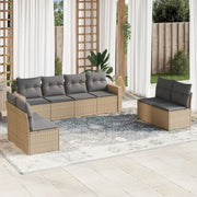 Set Divano da Giardino 8 pz con Cuscini Beige in Polyrattan 3251186