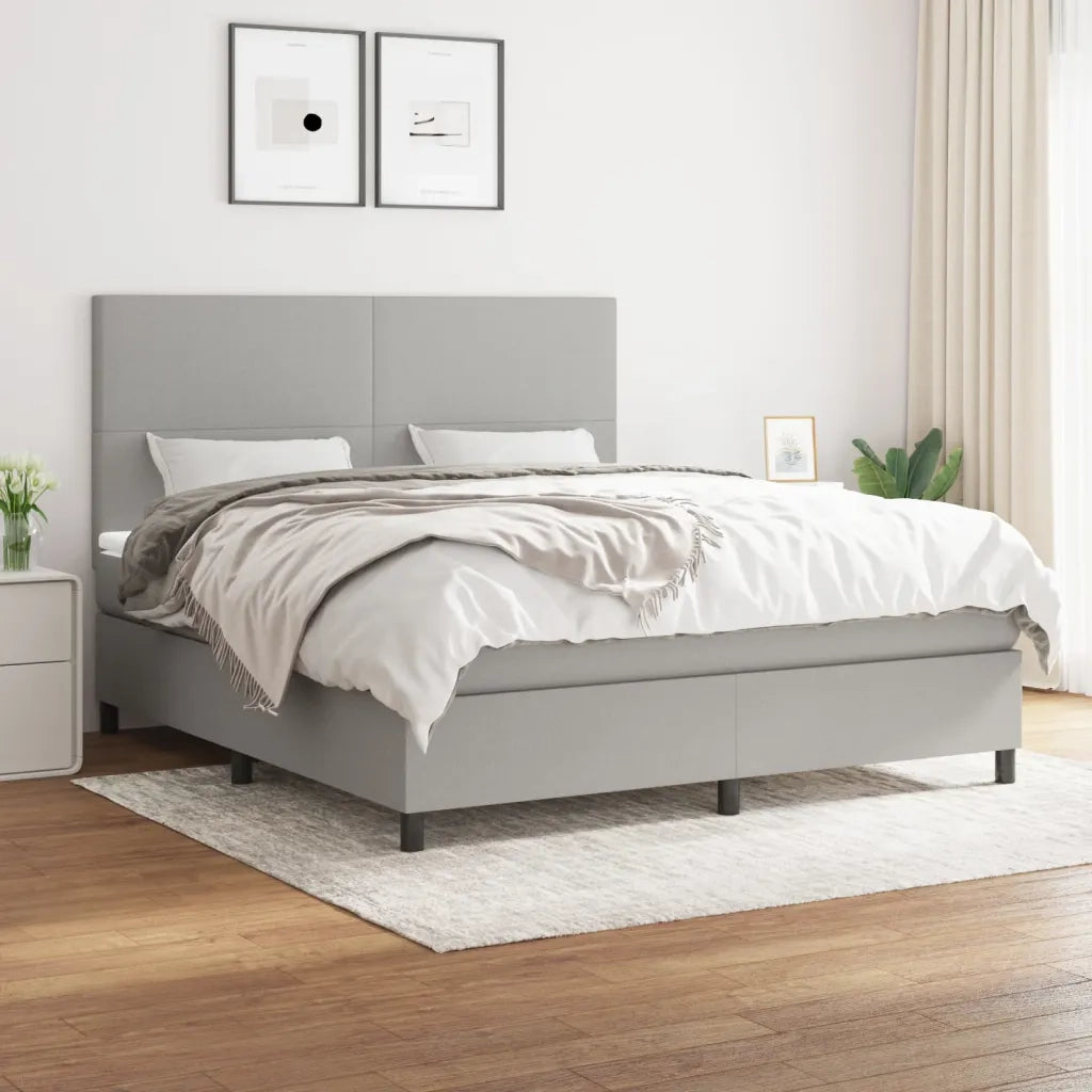 Giroletto a Molle con Materasso Grigio Chiaro160x200 cm Tessuto cod mxl 34796