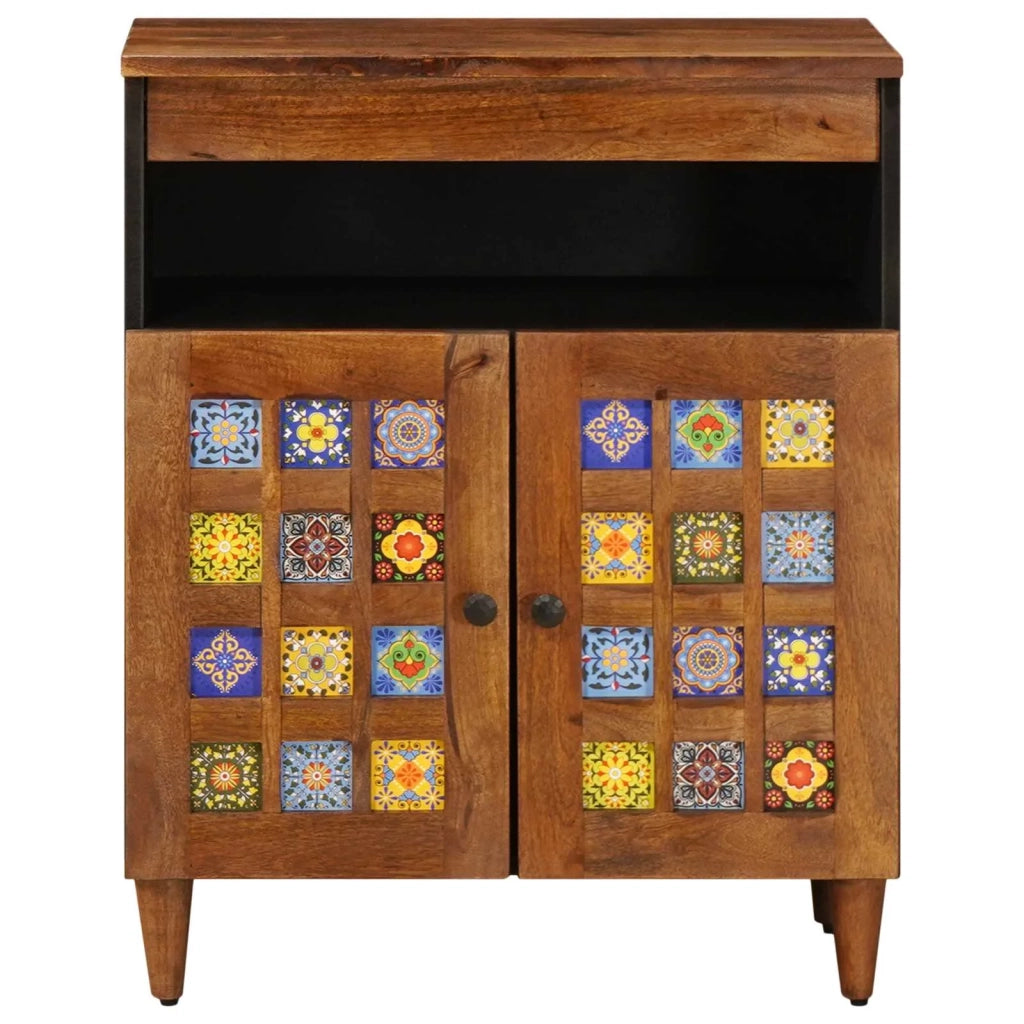Credenza | Madia | Buffet da pranzo | Armadio da pranzo con porta Noce 60 x 33 x 75 cm Legno di mango massello