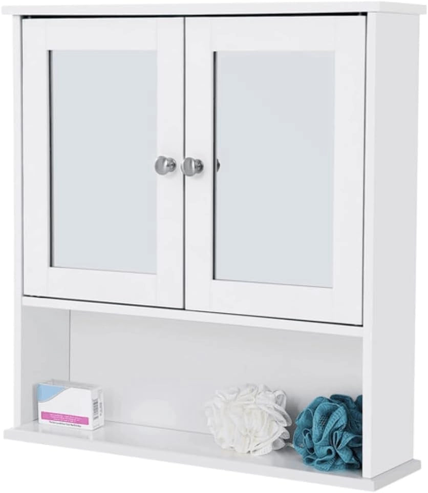Mobiletto da bagno a parete Valora con specchio bianco | salvaspazio
