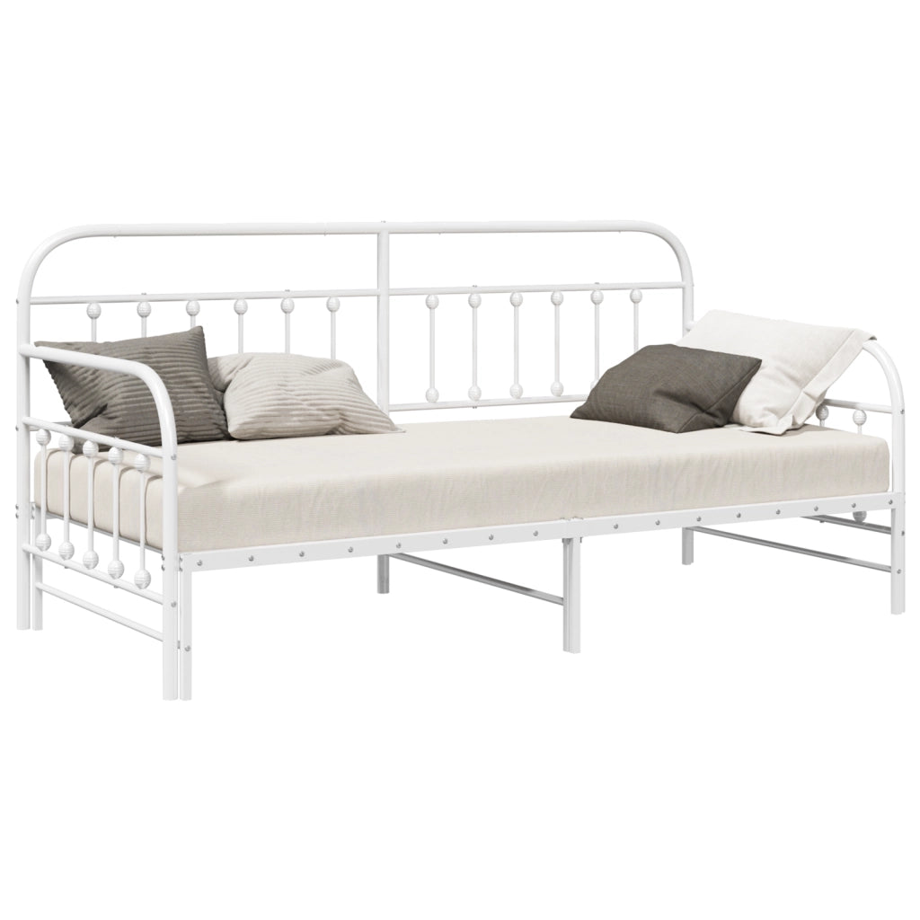 Struttura Letto Daybed con Letto Estraibile Bianco 107x203 cm in Acciaio