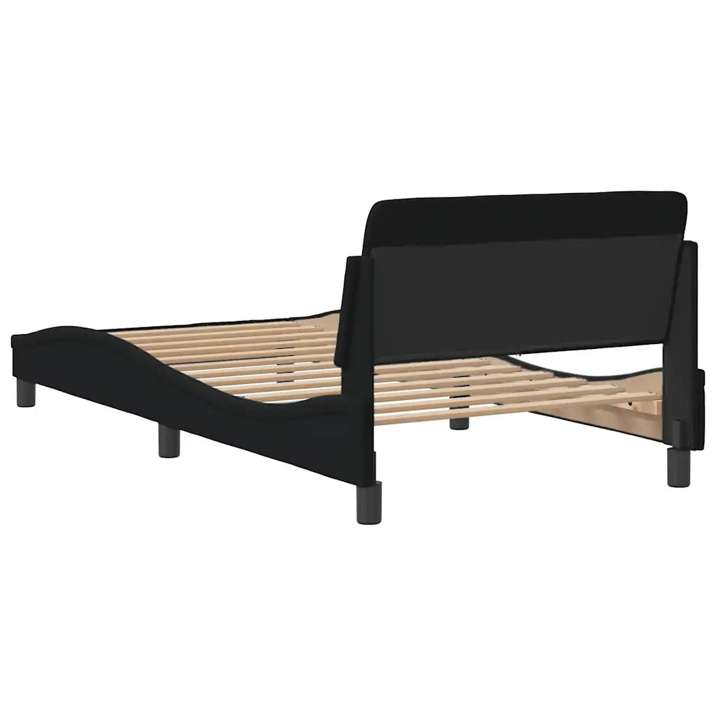 Letto singolo | Letto per adulti | Giroletto Dover Nero 100x200 cm in Tessuto