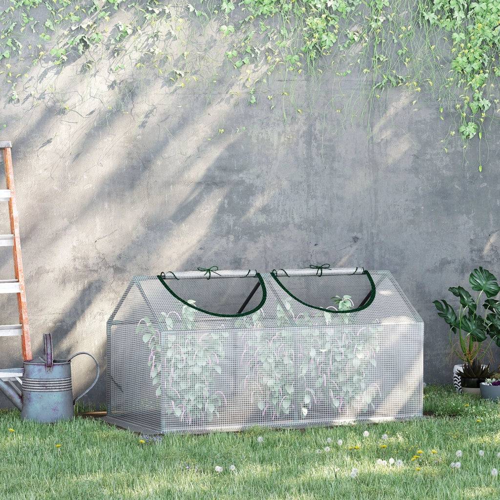 EasyComfort Serra da Giardino a Casetta con Copertura in PE, Serra per Orto con Picchetti e Bordi Estesi per Piante e Fiori, 120x60x60cm, Bianco