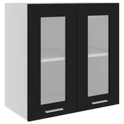 Armadio pensile | Mobile Pensile con Vetro ¡°Lyon¡± Nero 60x31x60 cm