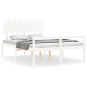 Letto matrimoniale | Letto per adulti | Letto per Anziani con Testiera Bianco 140x190 cm Legno Massello