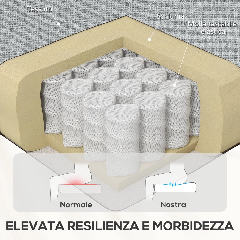 Poltrona Reclinabile Manualmente a 60° 69x91,5x103 cm con Poggiapiedi Extra Imbottita in Tessuto Grigio