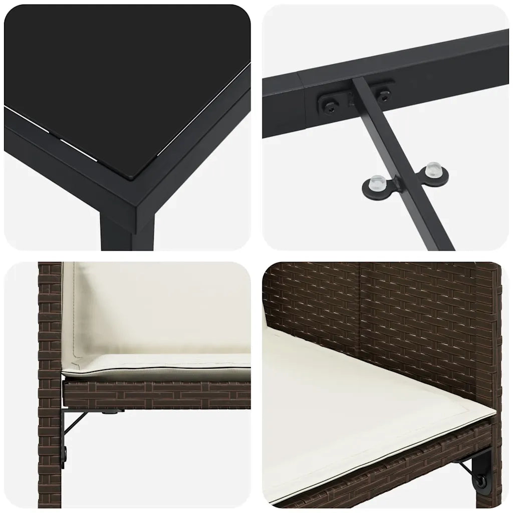 Set da Pranzo per Giardino con cuscino 5 pcs Marrone polyrattan 3380018