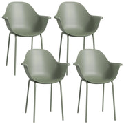 Set 4 Sedie da Giardino con Braccioli ¨C zephmum ¨C Verde, Plastica e Metallo