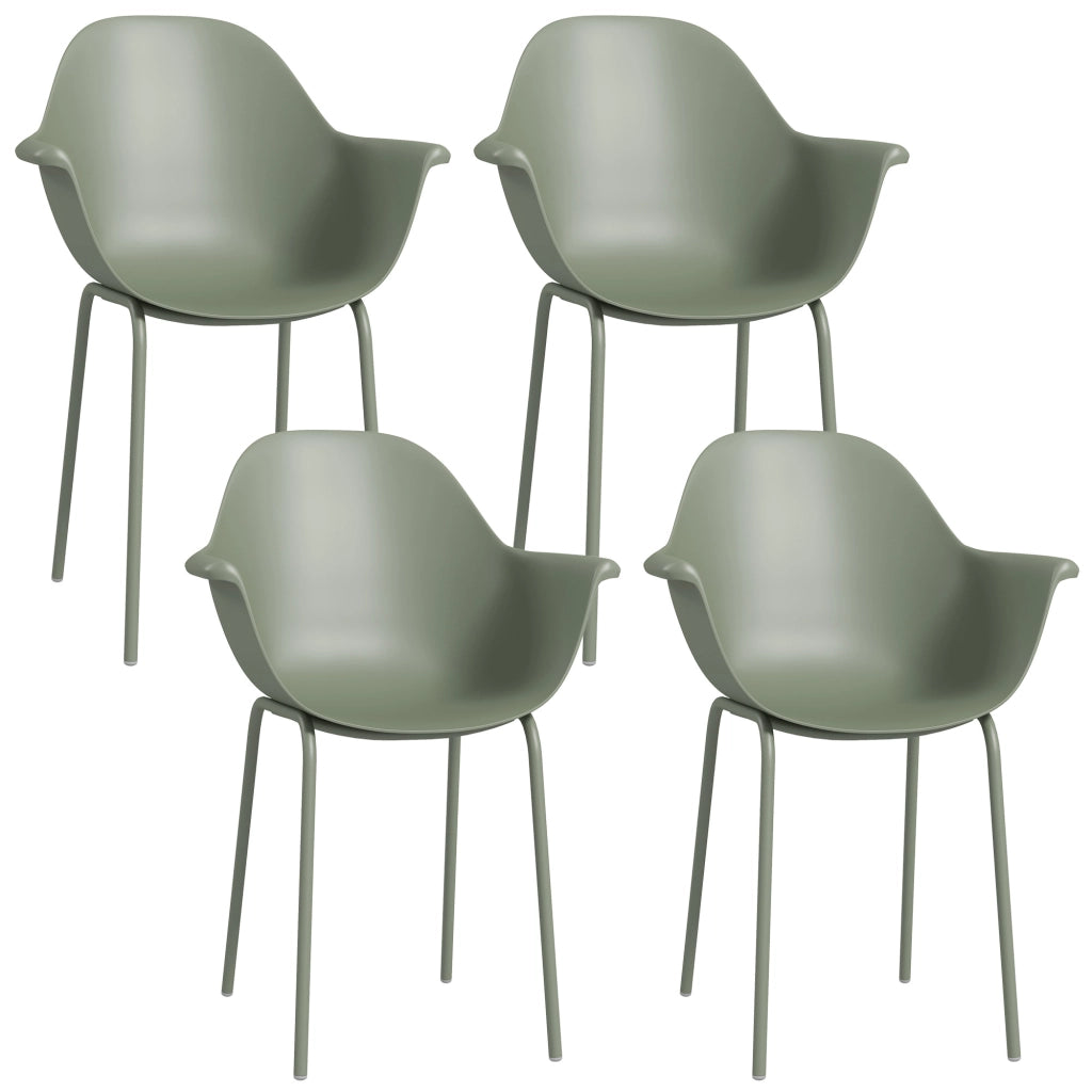 Set 4 Sedie da Giardino con Braccioli ¨C zephmum ¨C Verde, Plastica e Metallo