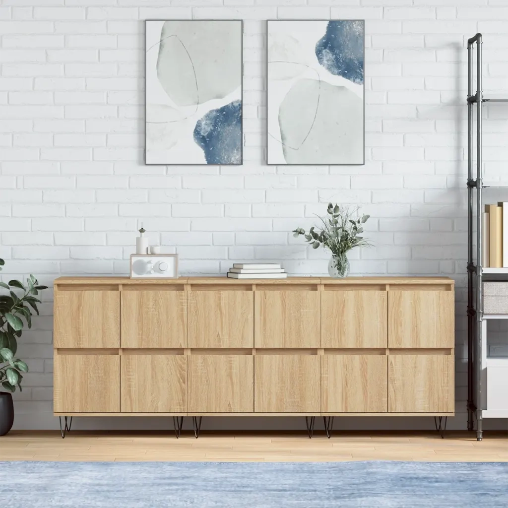 Credenze 3 pz Rovere Sonoma in Legno Multistrato 3190200