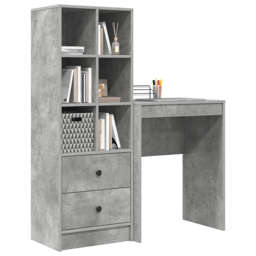Scrivania con cassetto con lo scaffale 2 pcs Grigio cemento 3337300