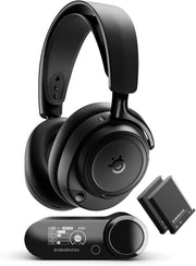 Arctis Nova Elite - Cuffie da gaming wireless - 96kHz/24bit - Speaker in fibra di carbonio - ANC - Eliminaz. rumore con IA - App - 2,4GHz + BT - Multisource; OmniPlay PC+PS+Xbox - Nero