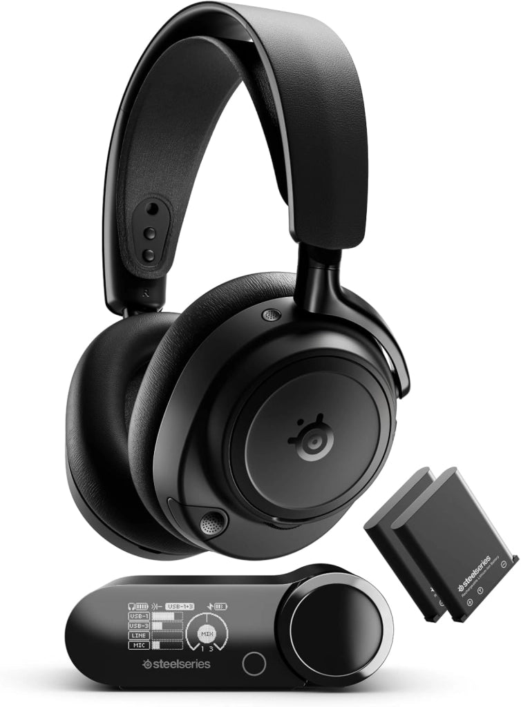 Arctis Nova Elite - Cuffie da gaming wireless - 96kHz/24bit - Speaker in fibra di carbonio - ANC - Eliminaz. rumore con IA - App - 2,4GHz + BT - Multisource; OmniPlay PC+PS+Xbox - Nero