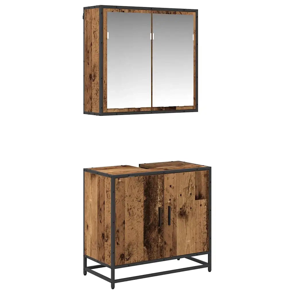 Set di mobili per il bagno con lo scaffale 2 pcs Legno vecchio 3402468