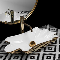 Lavabo Da Appoggio Rea Sea White Gold + Tappo Click-clack