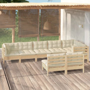 Set Divani da Giardino 8 pz con Cuscini Crema Massello di Pino cod mxl 41333