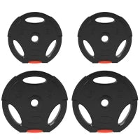 Kit Pesi con 2 Dischi da 10 kg e 2 Dischi da 5 kg in Polipropilene e Sabbia, Ø34x6 cm e Ø27x4.5 cm, Nero