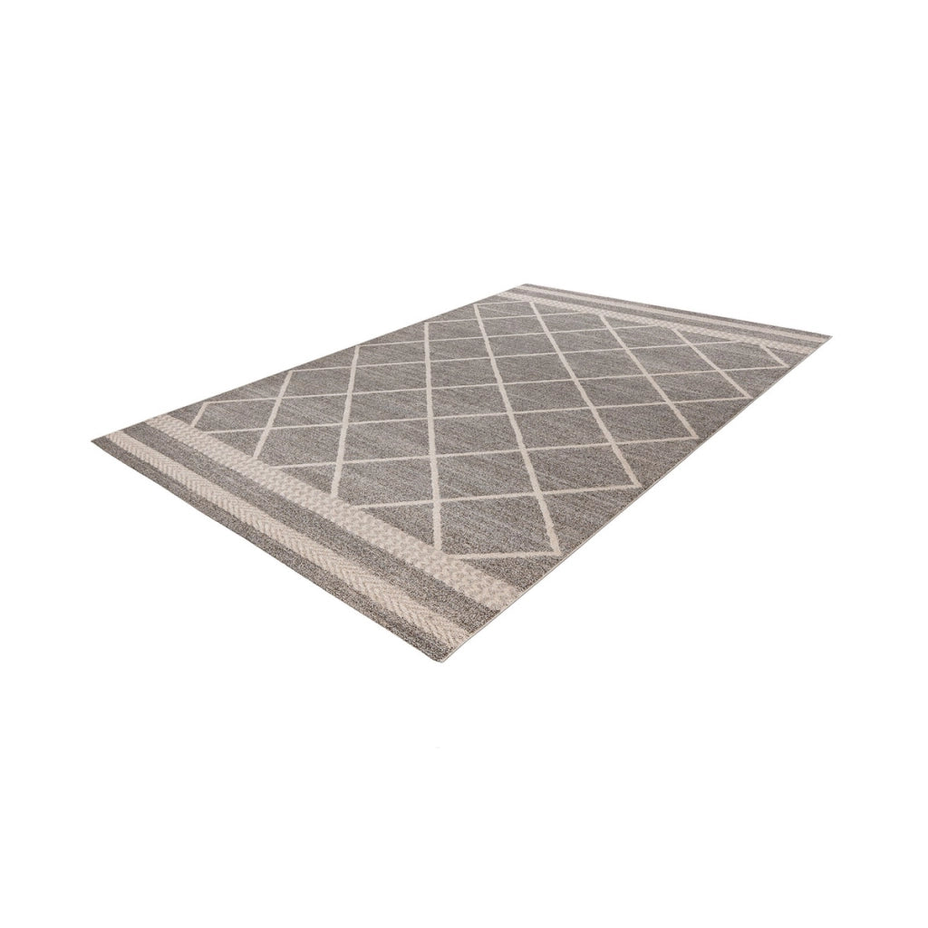 Tappeto moderno Rhombus a motivi geometrici marrone e beige