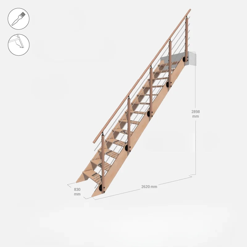 NOVESTA - Scala dritta in legno con balaustra