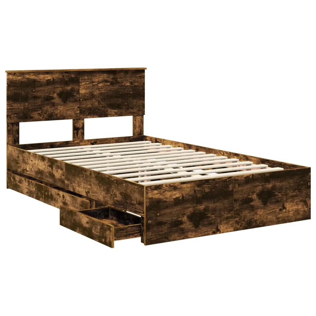 Struttura del letto con cassetto Rovere fumé 120 x 190 cm