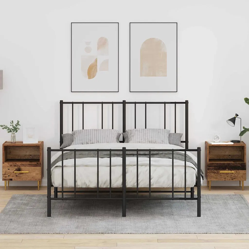 Set di 2 Comodini | Armadio da Notte | Mobiletto da notte con cassetto Legno vecchio 40 x 35 x 47,5 cm
