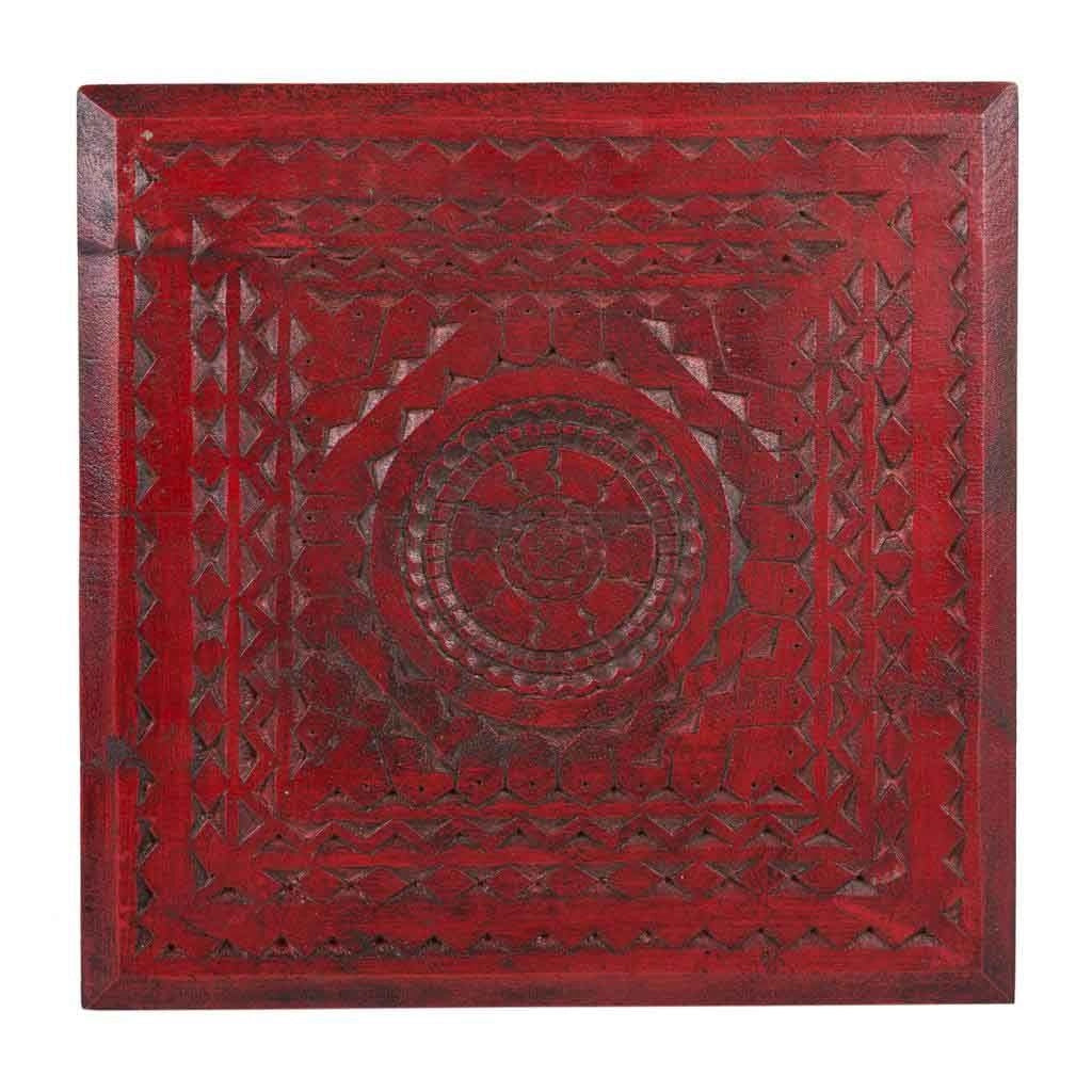 Tavolino in legno rosso 33x33x14h