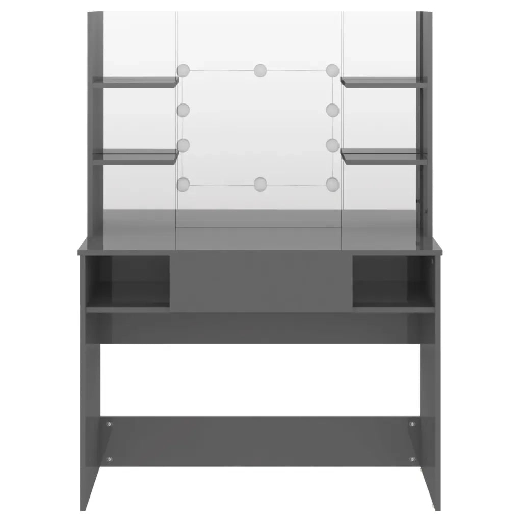 Toeletta con Luci LED 100x40x135 cm in MDF Grigio Lucido 331543